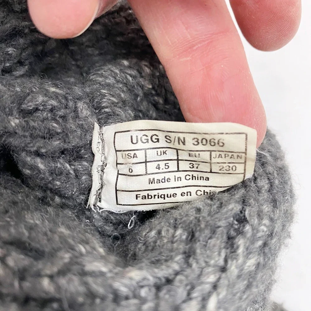 UGG Lattice Cardy Charcoal Gray Knit Tall Button Boots 3066 Womens Size‎ 6